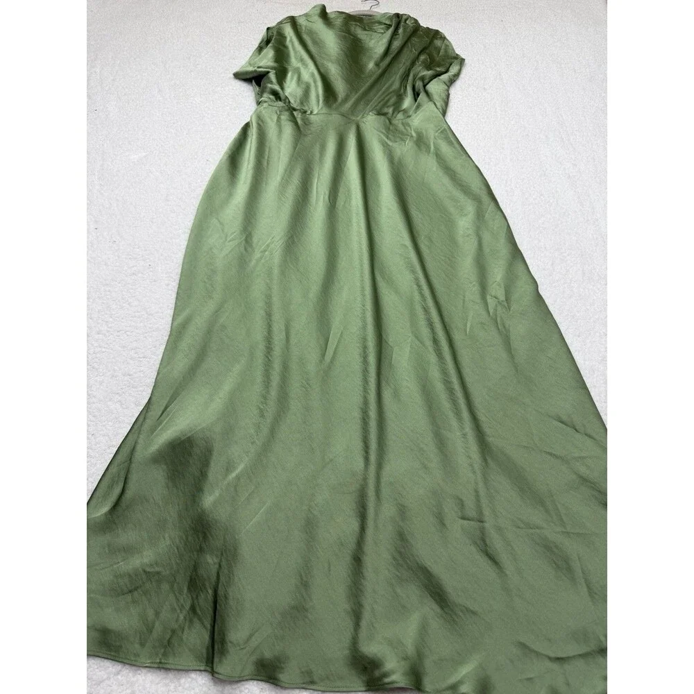 Abercrombie & Fitch Maxi Dress Green Cowl Neck Draped Wedding Preppy Size XL - Picture 6 of 13
